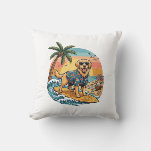 Coussin Golden Retriever Chien Surfant Planche de Surf Cou