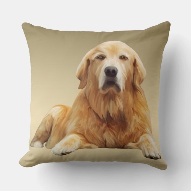 Coussin Golden Retriever Dog Water Couleur Art Peinture (Recto)