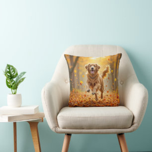 Coussin Golden Retriever En Automne Woods