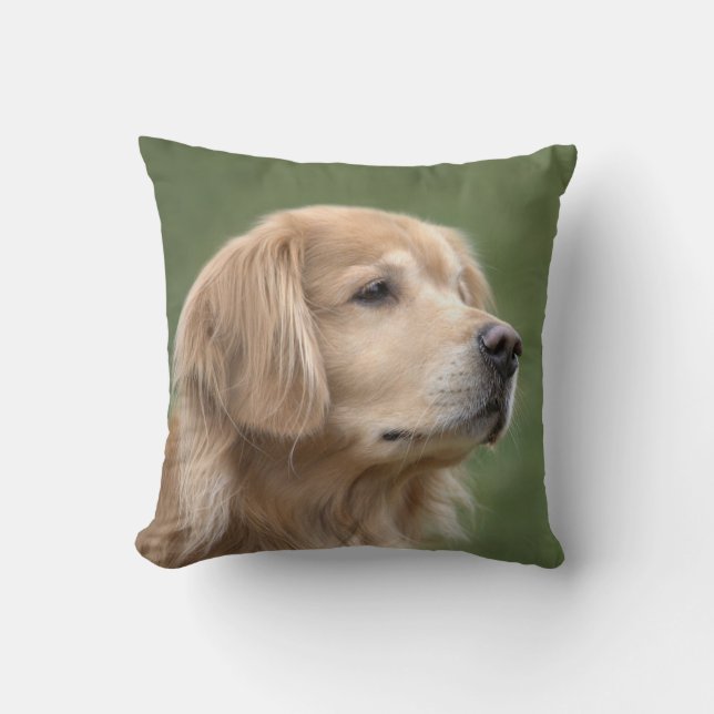 Coussin Golden retriever en plan rapproché (Recto)