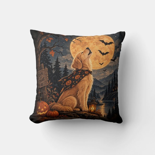 Coussin Golden retriever Halloween  (Recto)