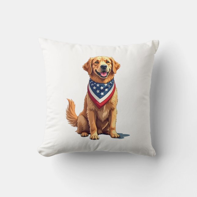 Coussin Golden Retriever July 4th Vintage Patriotic Tee 2 (Recto)