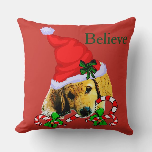 Coussin Golden Retriever Puppy Christmas (Recto)
