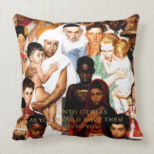 Coussin Golden Rule (Do to other) par Norman Rockwell