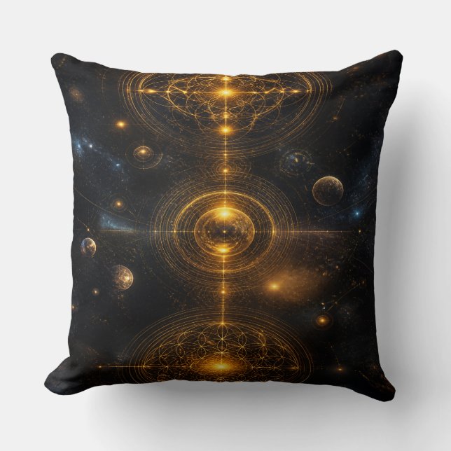 Coussin Golden Sacred Geometry Space (Recto)