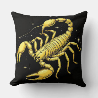 Coussin Golden Scorpion Zodiac Design avec Ornamens