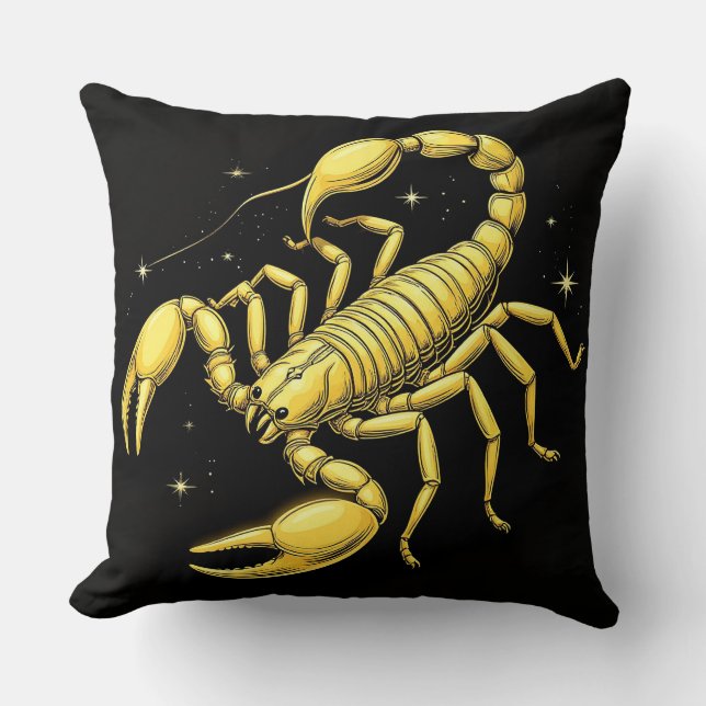 Coussin Golden Scorpion Zodiac Design avec Ornamens (Recto)