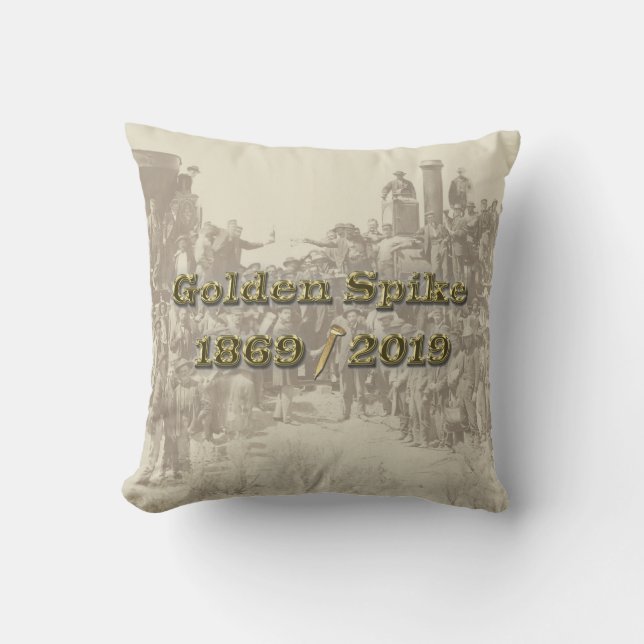 Coussin Golden Spike Transcontinental Railroad Sesquincent (Recto)