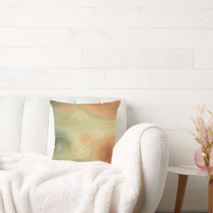 Coussin Golden Strata   Pêche Brûlée Orange Vert Agate