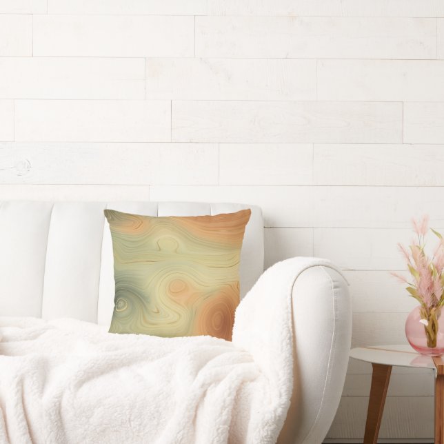 Coussin Golden Strata | Pêche Brûlée Orange Vert Agate (Canapé)