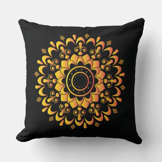 Coussin Golden Unique Mandala Design (Recto)