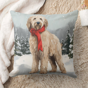 Coussin Goldendoodle Chien dans Noël de neige