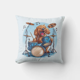 Coussin Goldendoodle Chien Jouant de la Batterie