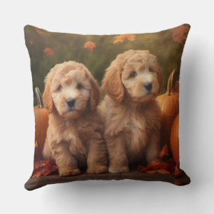 Coussin Goldendoodle Chiot Automne Citrouille délice