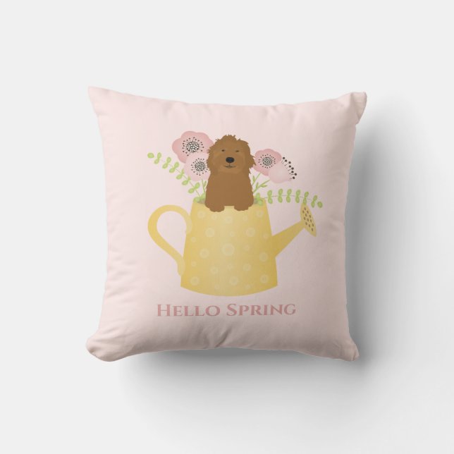 Coussin Goldendoodle Dans La Poubelle D'Arrosage (Recto)
