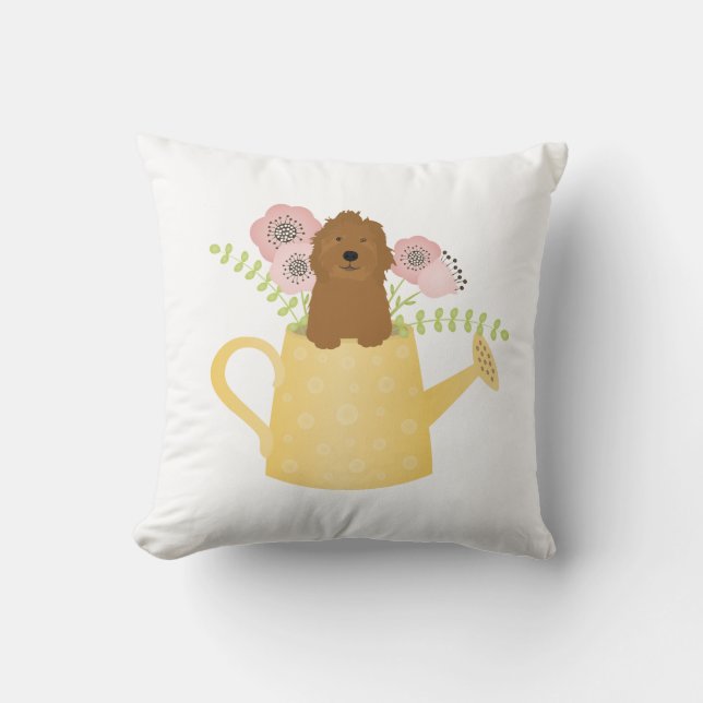 Coussin Goldendoodle dans un arrosoir (Recto)