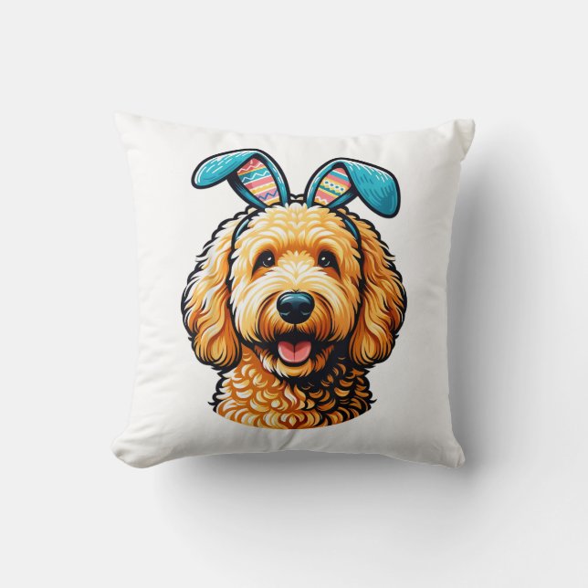 Coussin Goldendoodle de Pâques Chien portant des oreilles  (Recto)
