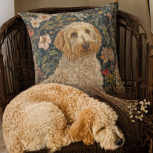 Coussin Goldendoodle Garden Tapestry Anniversaire