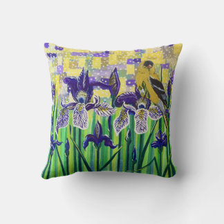 Coussin Goldfinch and Irises 