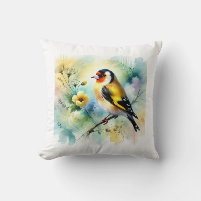 Coussin Goldfinch Emberizidae 050724AREF104 - Watercolor (Recto)
