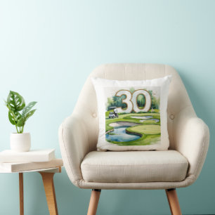Coussin Golf 30e anniversaire sur terrain de golf