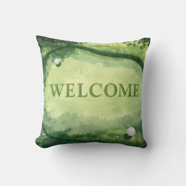 Coussin Golf Bienvenue sur gazon vert (Recto)