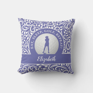 Coussin Golf féminin silhouette motif moderne drôle violet