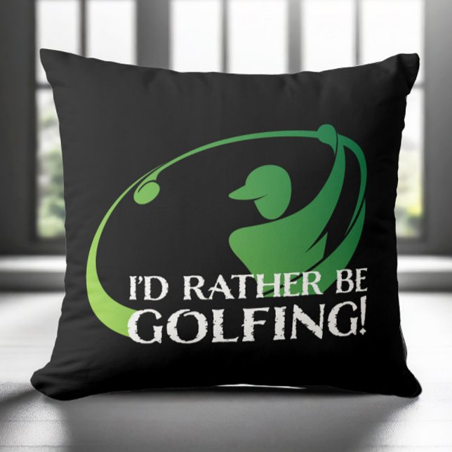 Coussin Golf Joueur de Golf Golfeur Moderne Sports Noir Ve (Golf Golfing Modern Golfer Sports Black Green Home Throw Pillow)