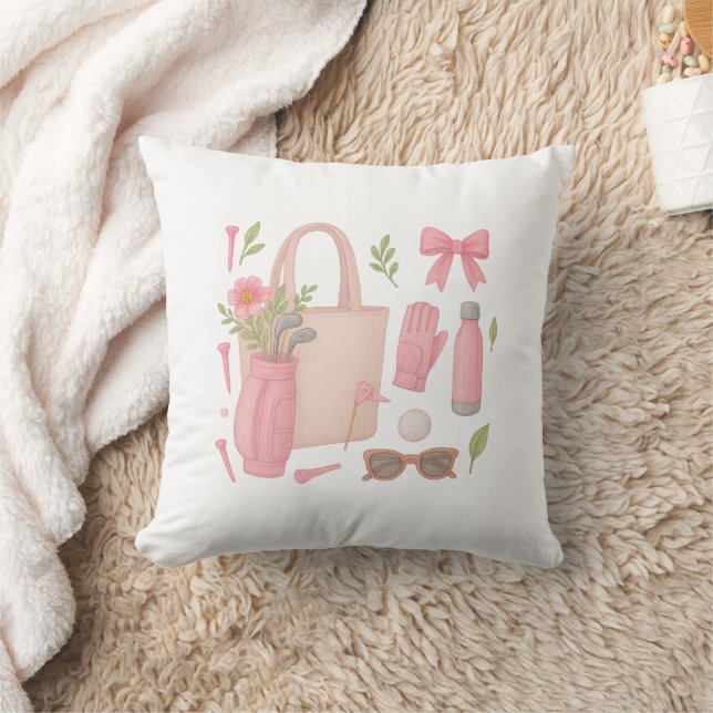Coussin Golf Rose thème Lady femme golfer aime le golf (Couverture)