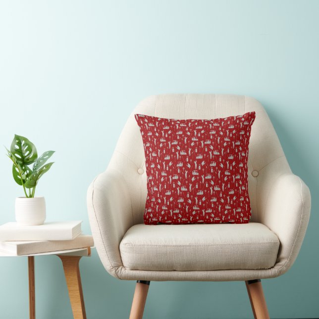 Coussin Golf themed with bag cart Golfer on red  (Chaise)