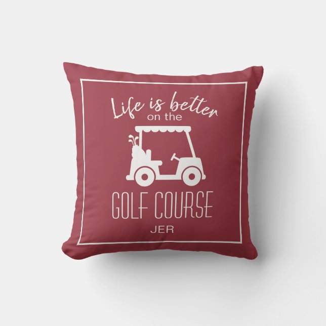 Coussin Golfeur Terrain de golf Citation La vie est meille (Recto)