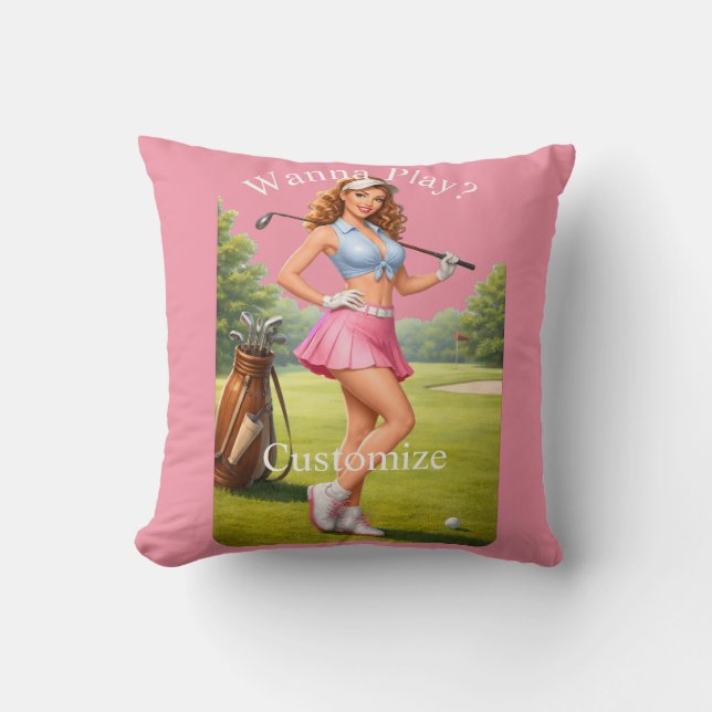 Coussin Golfeuse féminine en forme Thunder_Cove (Recto)
