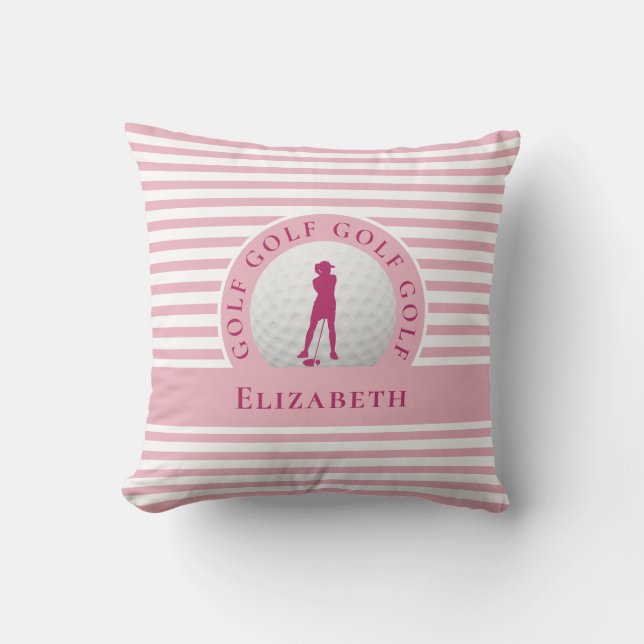 Coussin Golfeuse Monogramme Personnalisé Nom Féminin Chic  (Recto)