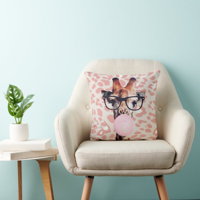 Coussin Gomme soufflante de girafe avec arrière - plan pos (Chaise)