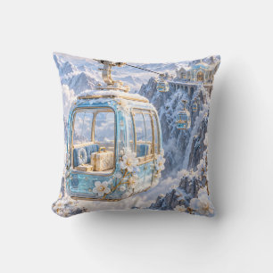Coussin Gondole florale bleu glace du palais alpin