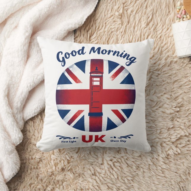 Coussin Good Morning UK - Union Jack & London Téléphone Bo (Couverture)