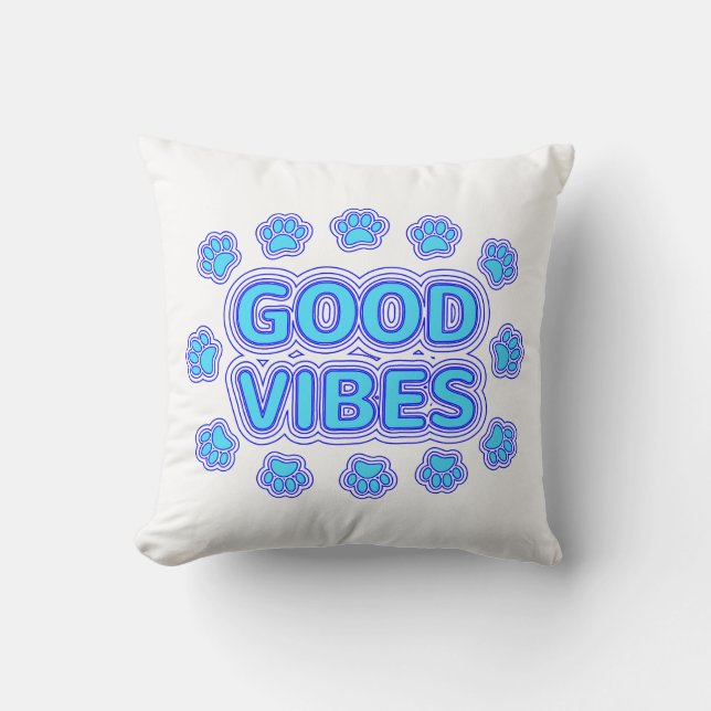 Coussin Good Vibes Empreintes de pattes de chiens caricatu (Recto)
