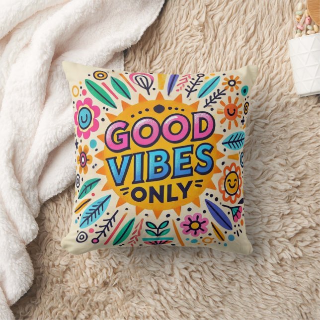 Coussin Good Vibes Only – Coussin de Citation Posi (Couverture)
