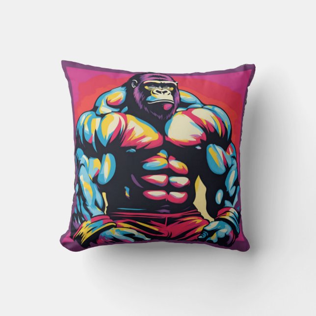 Coussin Gorilla Bodybuilder Lifter Pop Art Dessin (Recto)