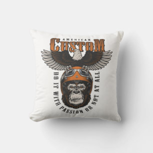 Coussin Gorille Américain Motocyclette Motard Vintage Aigl