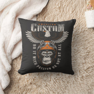 Coussin Gorille Américain Motocyclette Motard Vintage Aigl