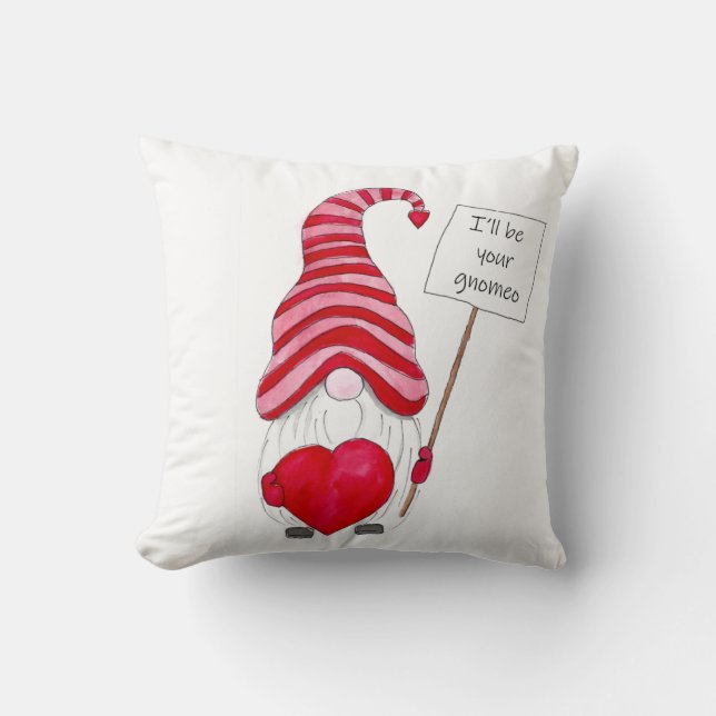 Coussin Gote Gnome Love Valentine Throw Pillow (Recto)