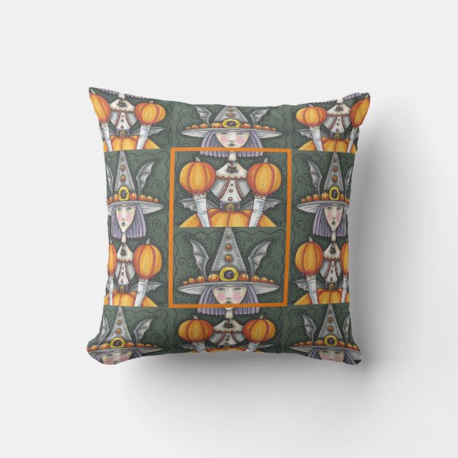 COUSSIN GOTH BAT GIRL WITCH, HALLOWEEN JETER PILLOW (Recto)