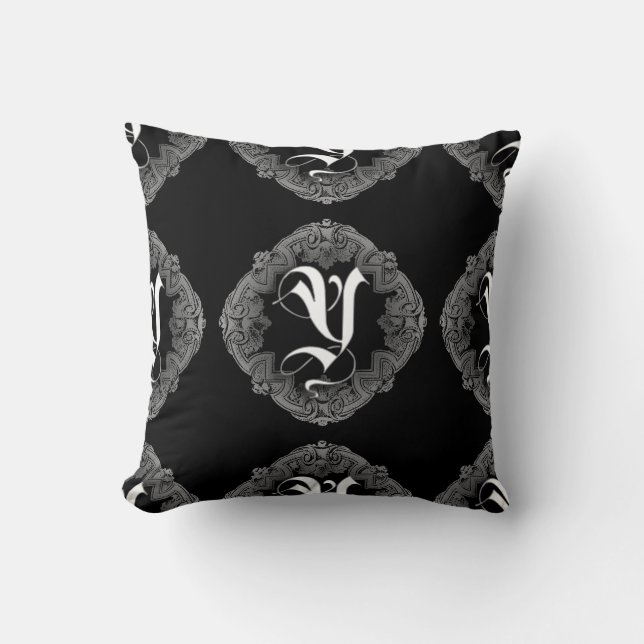 Coussin Goth élégant Y initial (Recto)