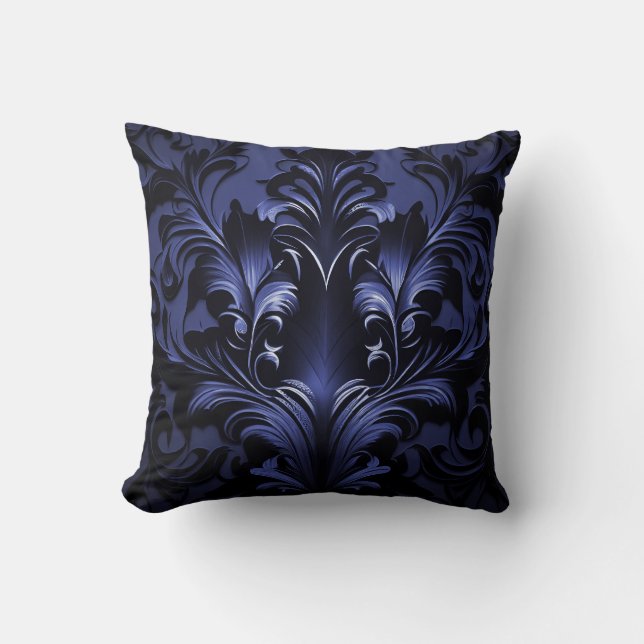 Coussin Goth Gothique Design noir & bleu (Recto)