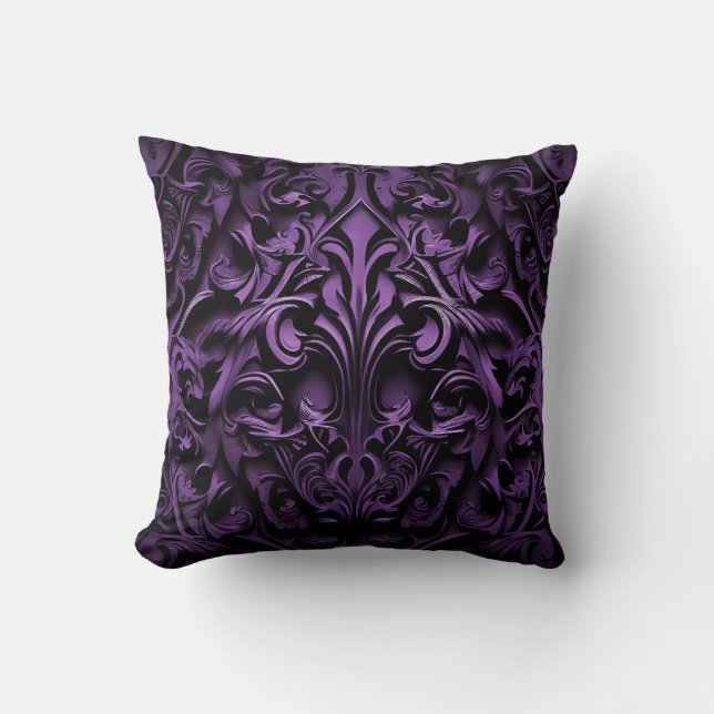 Coussin Goth Gothique Design noir & violet (Recto)