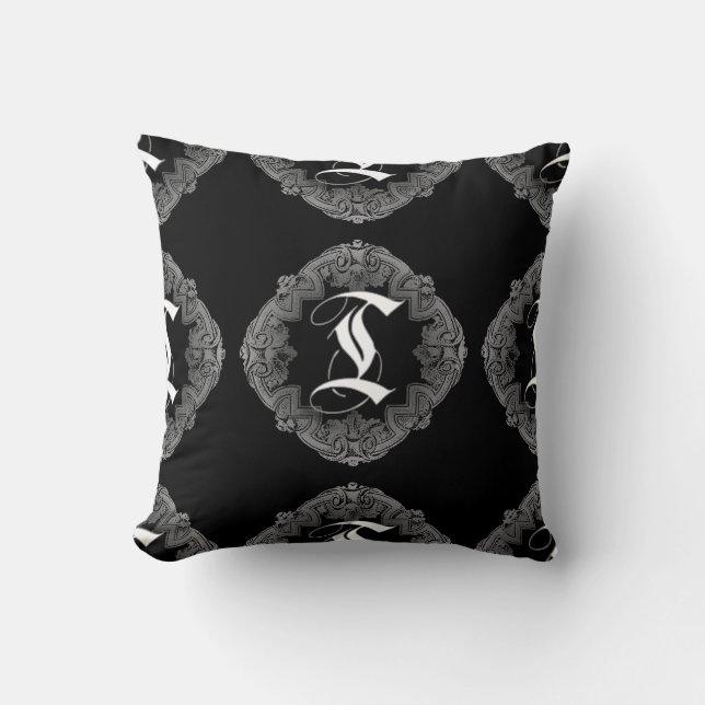 Coussin Goth Initial T élégant (Recto)