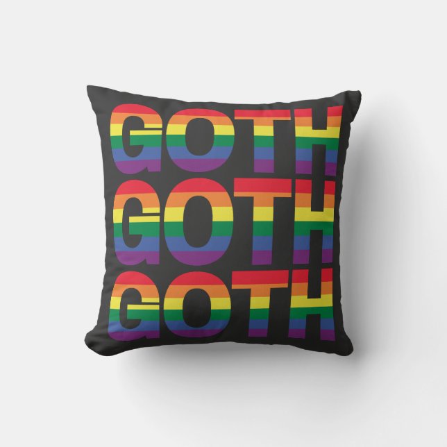 Coussin Goth LGBTQ+ Arc-en-ciel (Recto)
