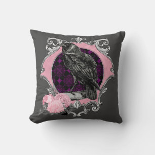 Coussin Goth Raven Rose Frame