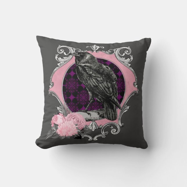 Coussin Goth Raven Rose Frame (Recto)